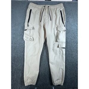 WXYZ Los Angeles Tan Jogger Pants Mens XL Utility Cargo Drawstring Cotton Blend